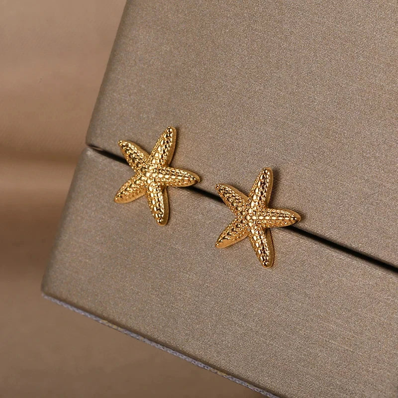 Delicate Starfish Earrings, Stainless Steel