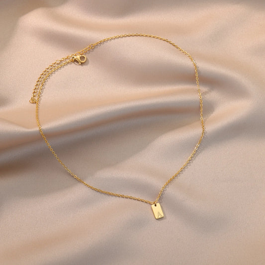 Petite Initial Necklace – Steel Engraved