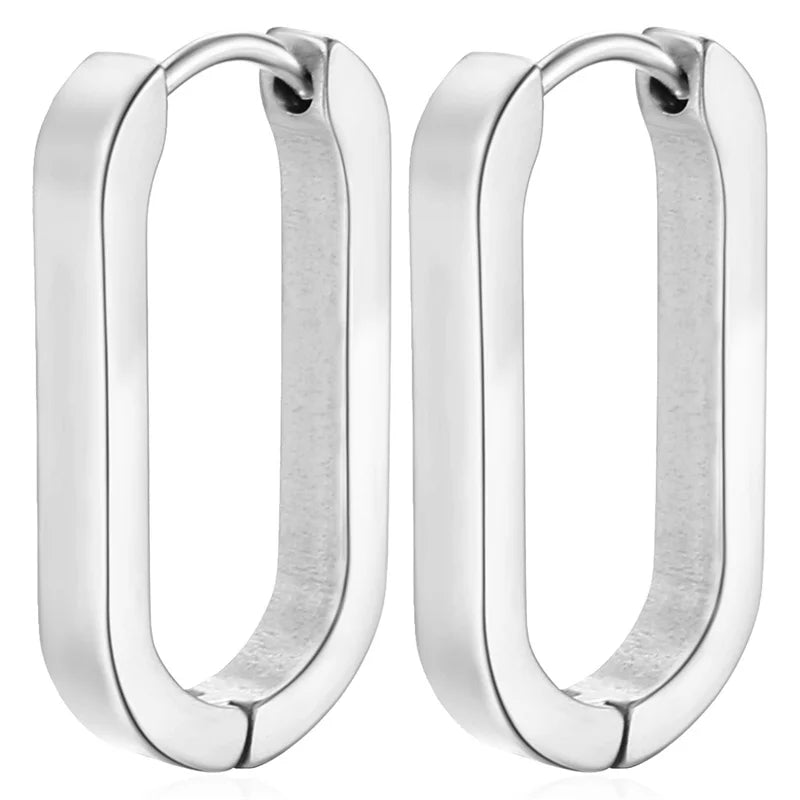 Soft-Edge Square Hoops, Stainless Steel