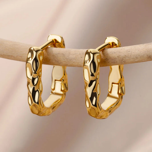 Luna Molten Hoops, Stainless Steel