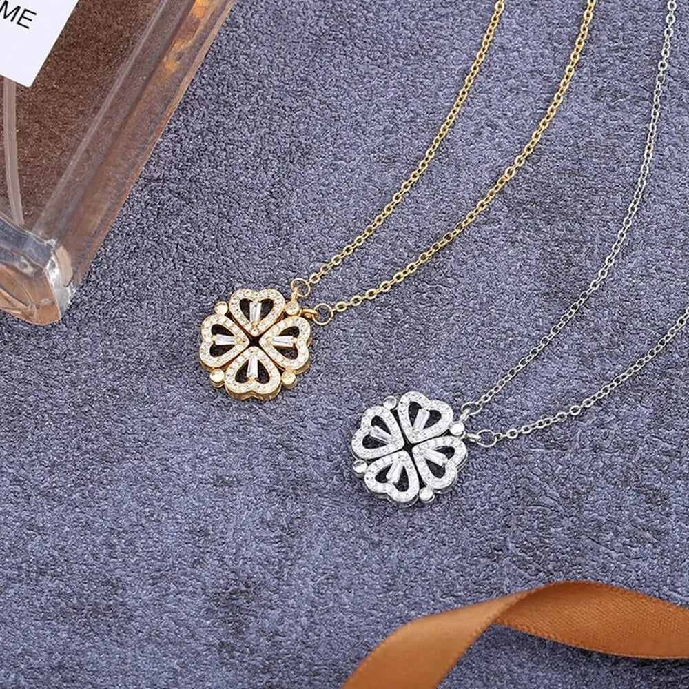 Lucky Hearts — 2-Way Magnetic Necklace, Stainless Steel