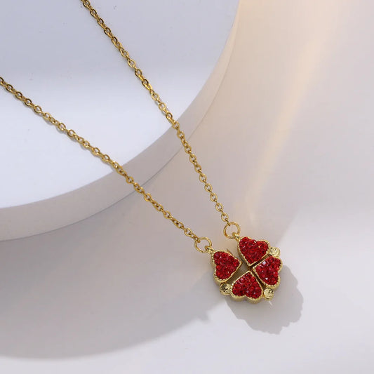 Lucky Hearts — 2-Way Magnetic Necklace, Stainless Steel