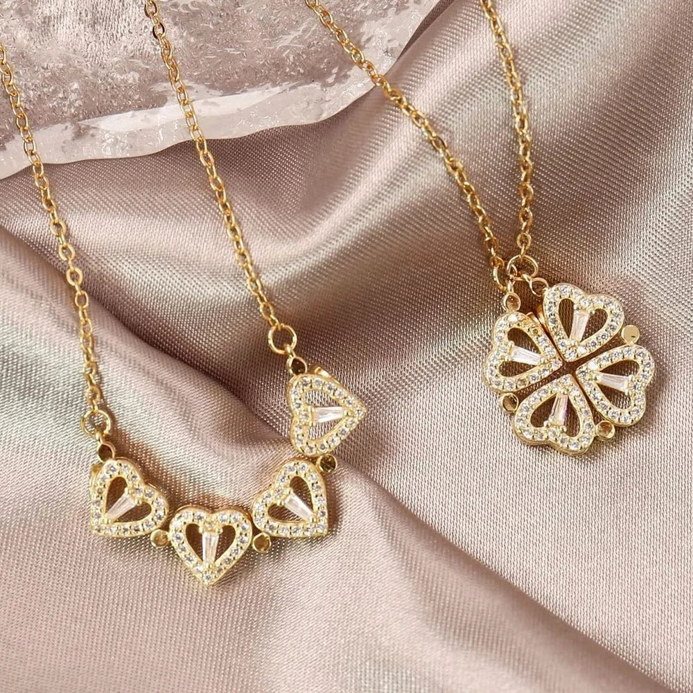 Lucky Hearts — 2-Way Magnetic Necklace, Stainless Steel