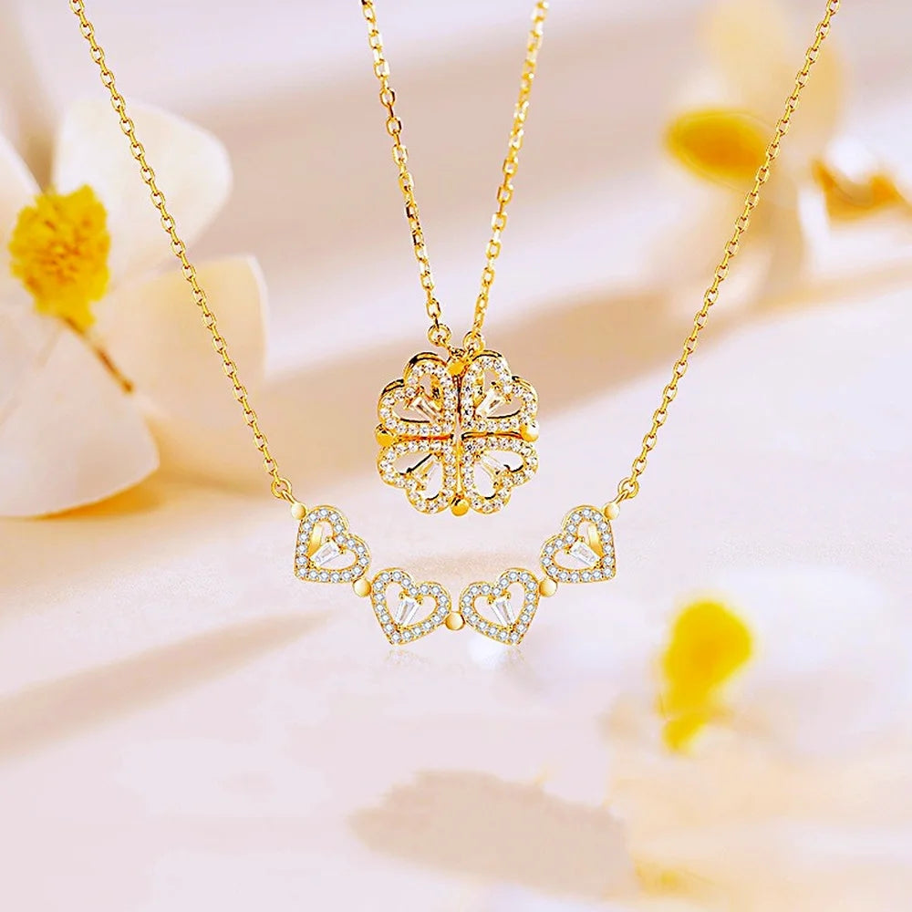 Lucky Hearts — 2-Way Magnetic Necklace, Stainless Steel