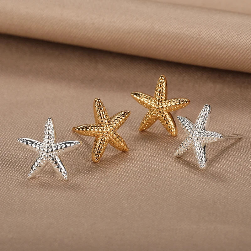 Delicate Starfish Earrings, Stainless Steel