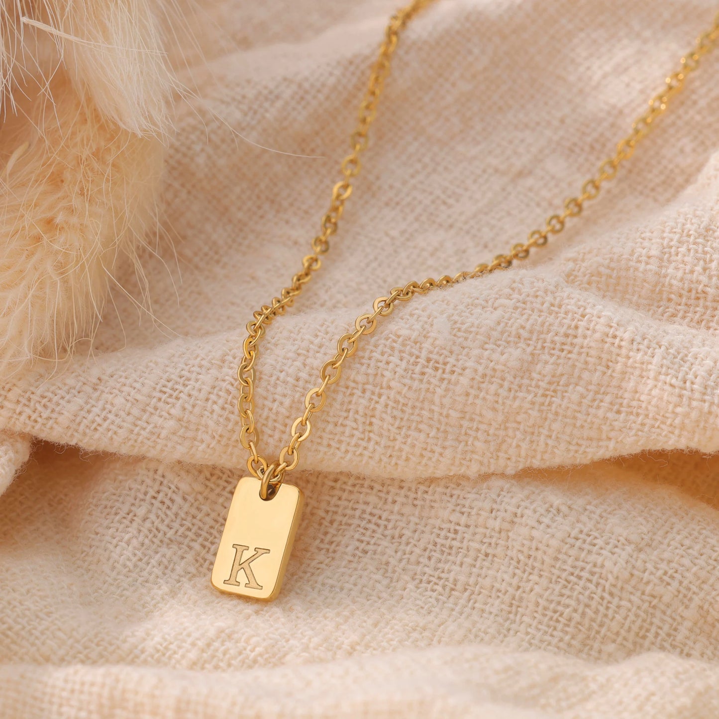 Petite Initial Necklace – Steel Engraved