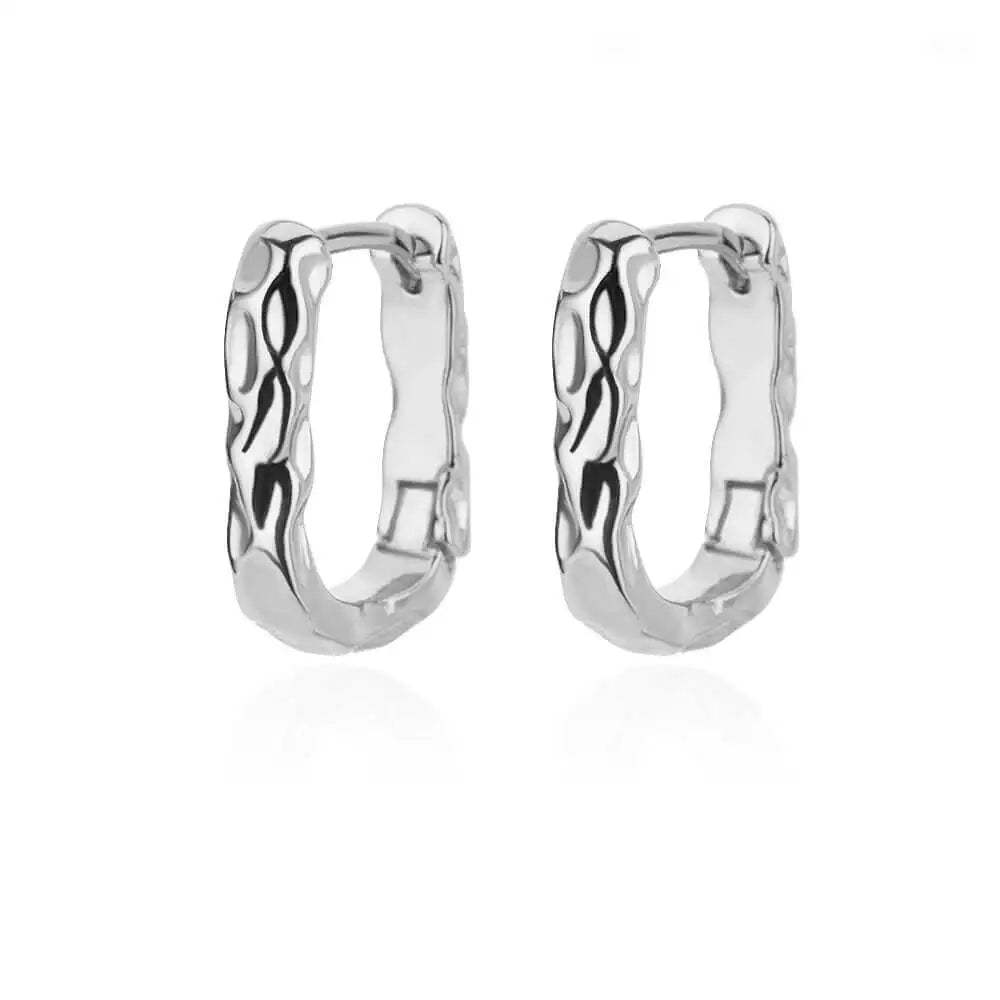 Luna Molten Hoops, Stainless Steel