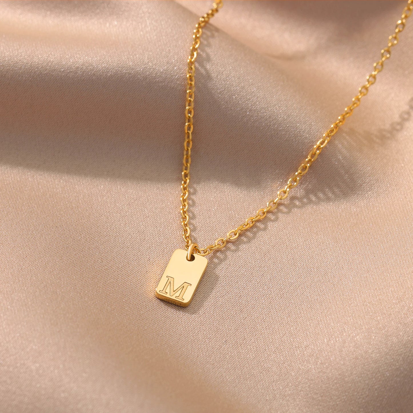 Petite Initial Necklace – Steel Engraved