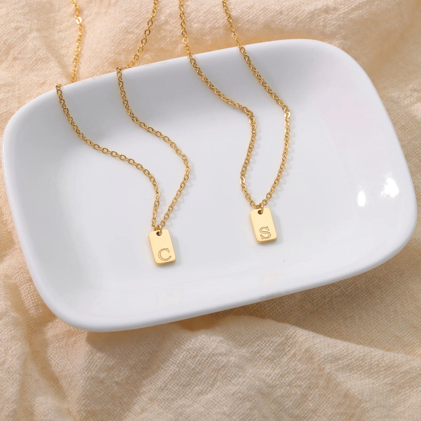 Petite Initial Necklace – Steel Engraved