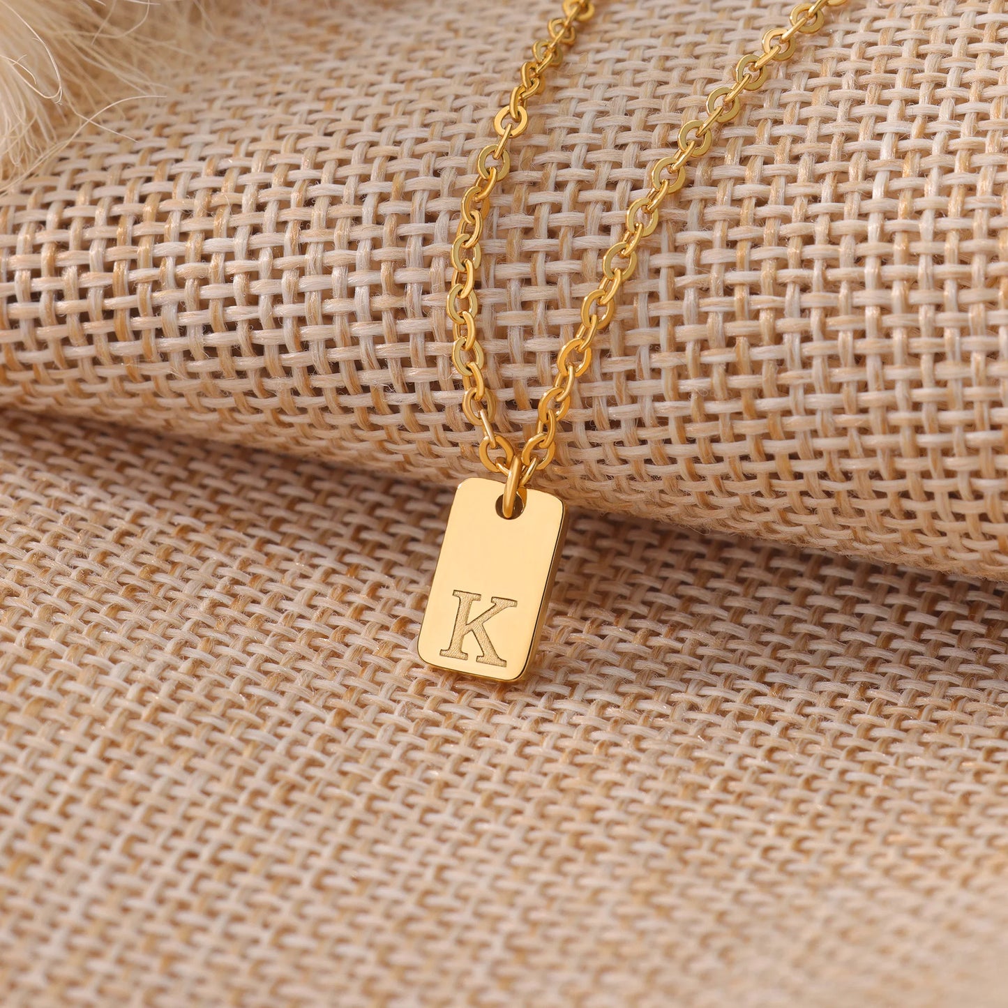 Petite Initial Necklace – Steel Engraved