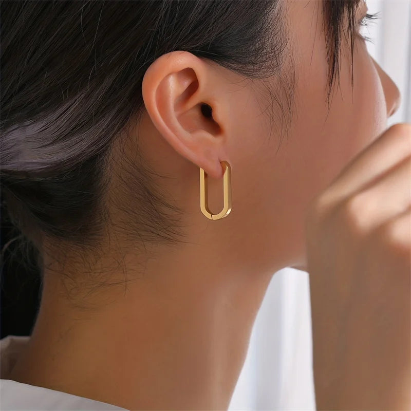 Soft-Edge Square Hoops, Stainless Steel